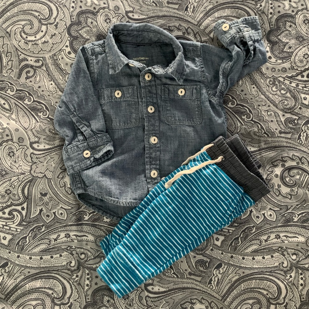 Baby GAP Denim Shirt and Sweatpants